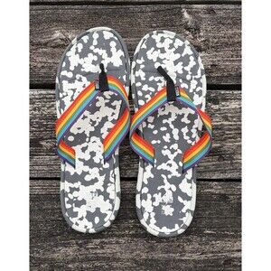 Men’s REI Rainbow Strap Pride Slip On Slide Recycled Flip Flops Sz 13